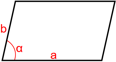 iki kenarı ve aralarındaki açı verildiğinde bir paralelkenarın alanı.[11]